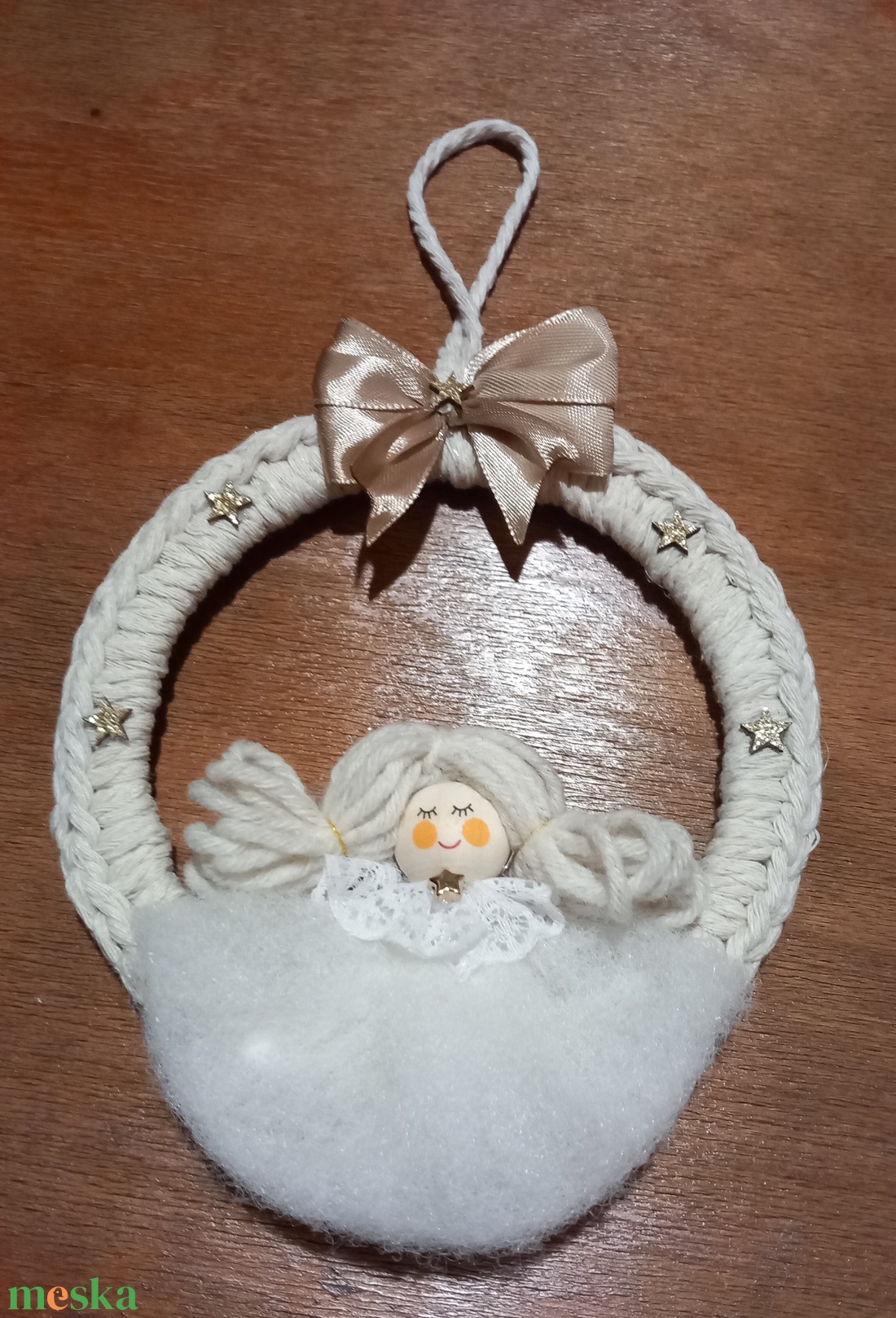 Angyalkás karácsonyfadísz - karácsony - karácsonyi lakásdekoráció - karácsonyfadíszek - Meska.hu