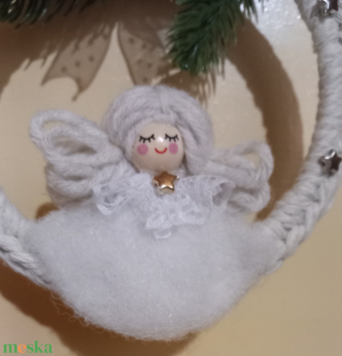 Angyalkás karácsonyfadísz - karácsony - karácsonyi lakásdekoráció - karácsonyfadíszek - Meska.hu