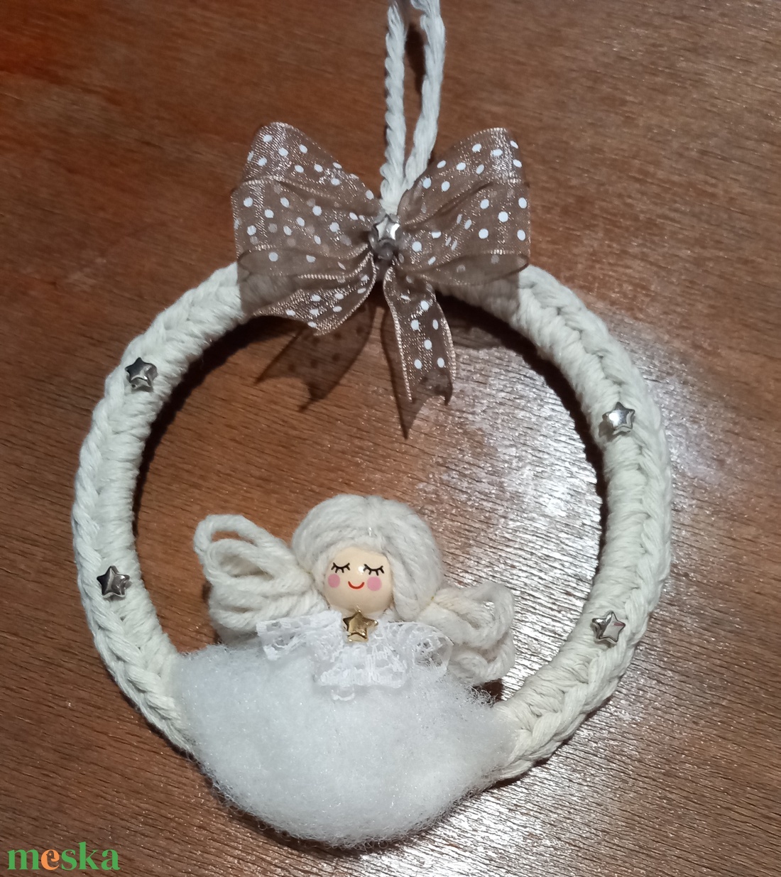 Angyalkás karácsonyfadísz - karácsony - karácsonyi lakásdekoráció - karácsonyfadíszek - Meska.hu