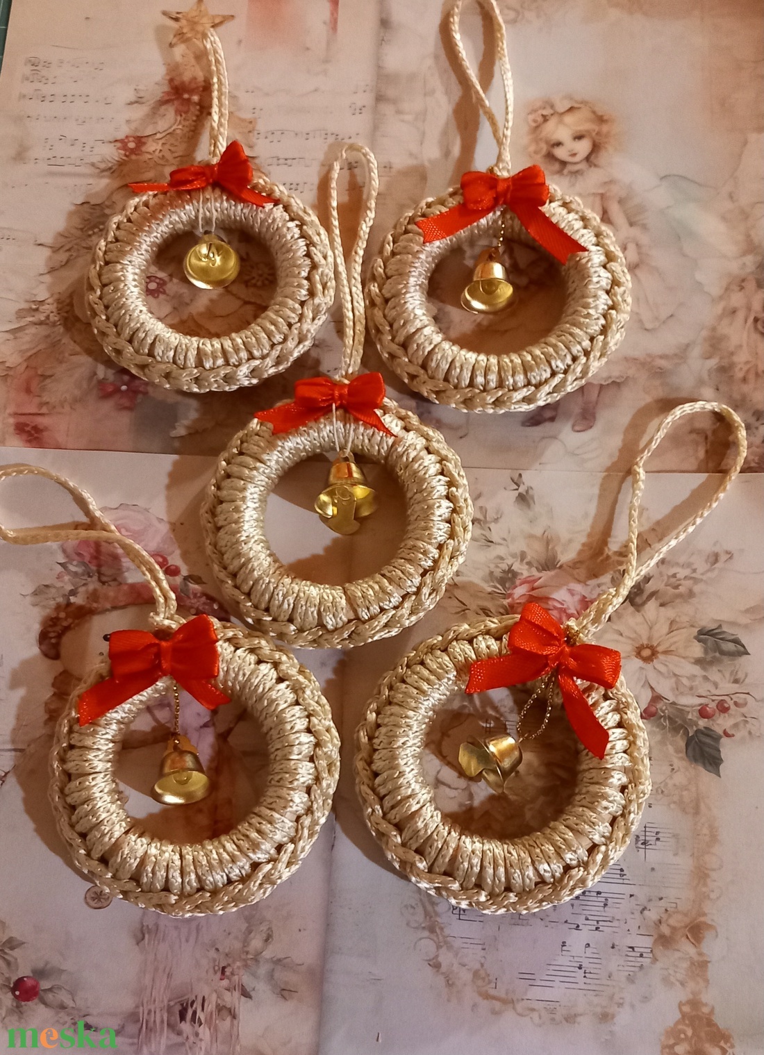 Csengettyűs karácsonyfadíszek (5 db) - karácsony - karácsonyi lakásdekoráció - karácsonyfadíszek - Meska.hu