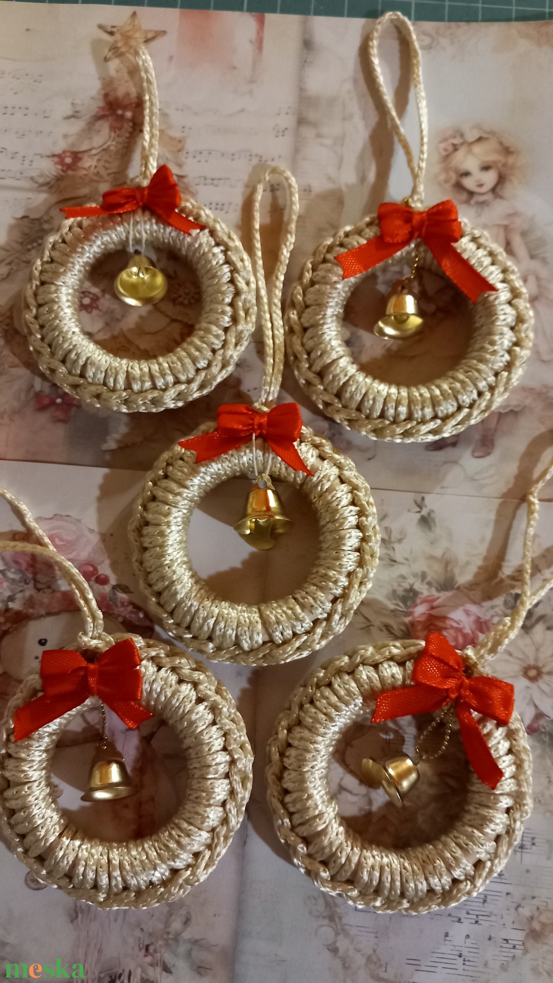 Csengettyűs karácsonyfadíszek (5 db) - karácsony - karácsonyi lakásdekoráció - karácsonyfadíszek - Meska.hu