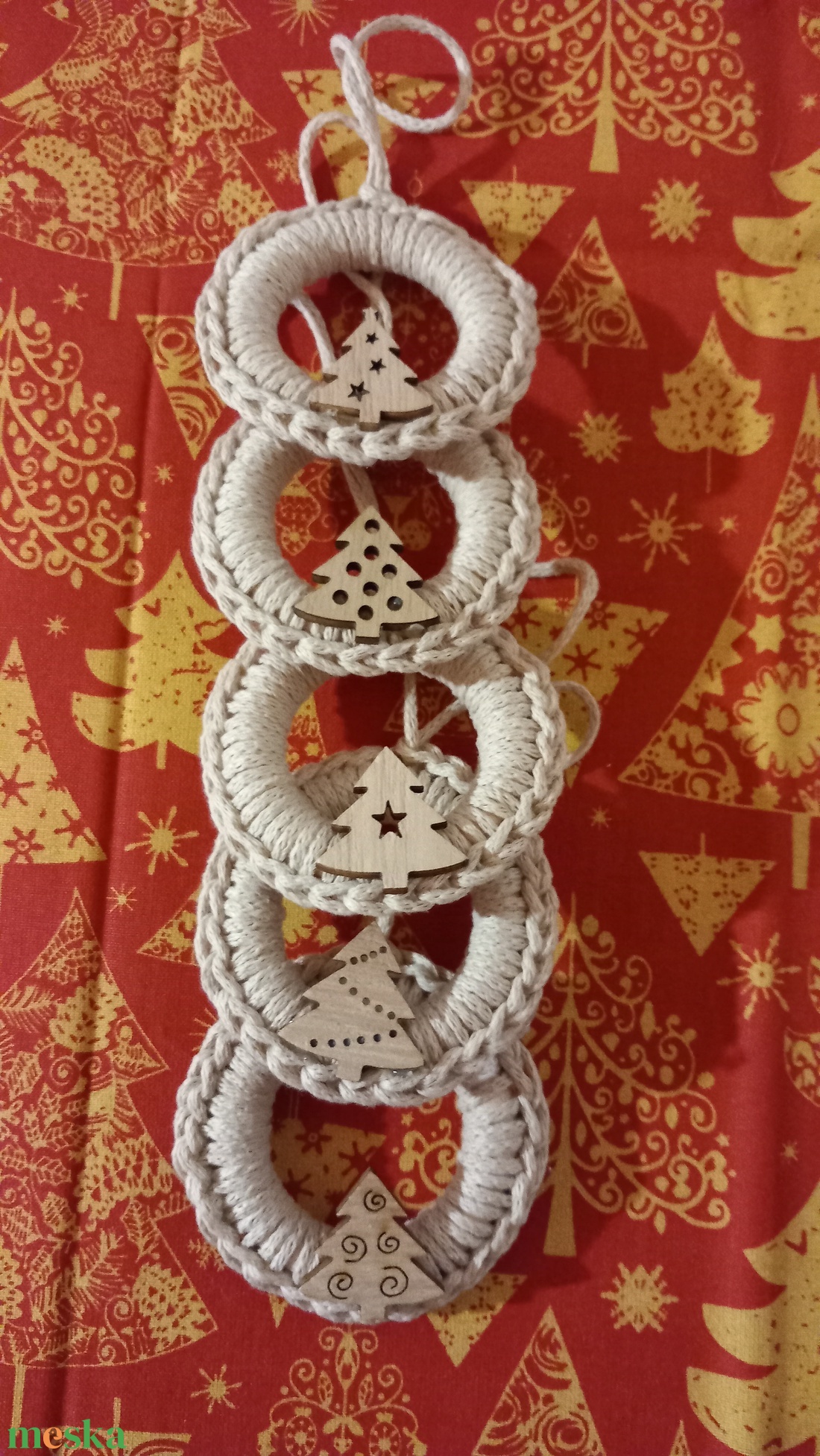 Makramé karácsonyfadíszek - karácsony - karácsonyi lakásdekoráció - karácsonyfadíszek - Meska.hu