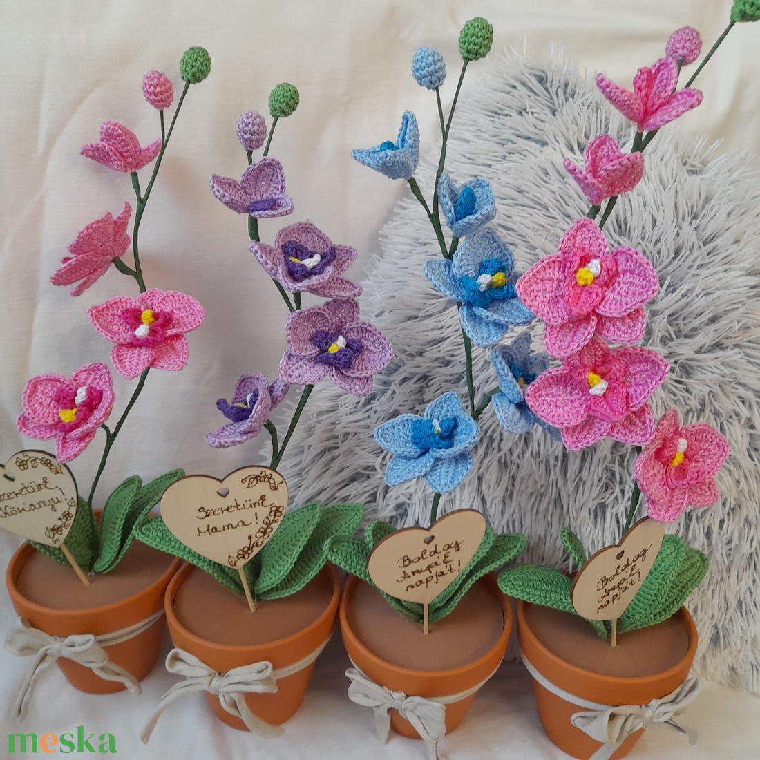 Horgolt Orchidea - otthon & életmód - virágdekoráció - virágok - virágcsokor - Meska.hu