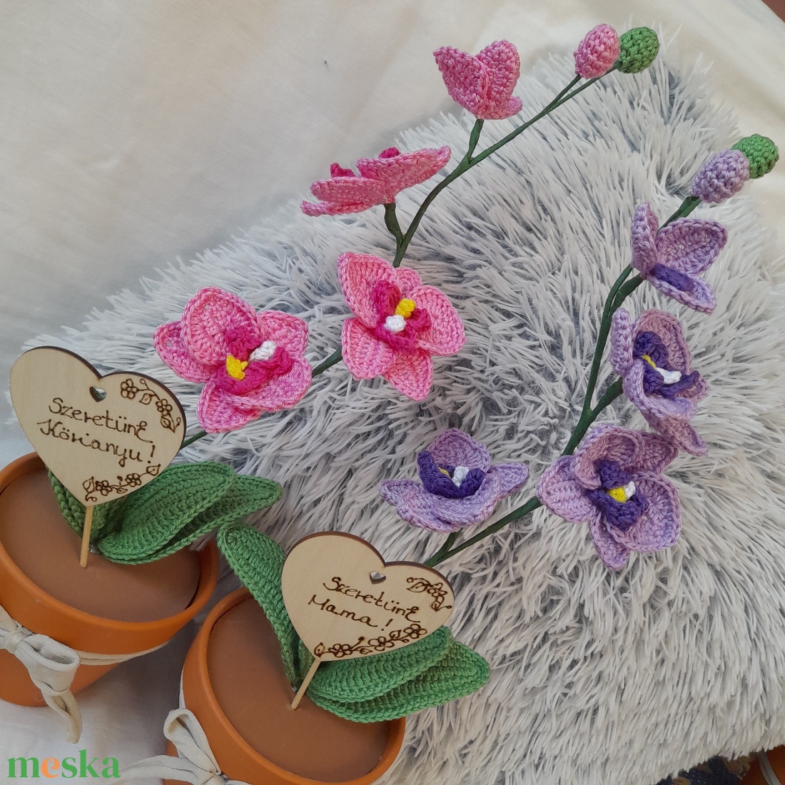 Horgolt Orchidea - otthon & életmód - virágdekoráció - virágok - virágcsokor - Meska.hu