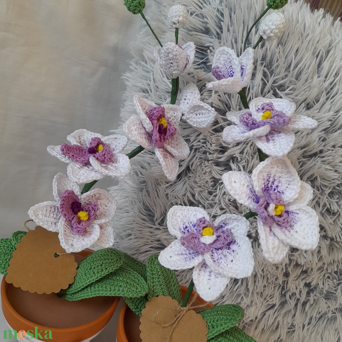 Horgolt Orchidea - otthon & életmód - virágdekoráció - virágok - virágcsokor - Meska.hu