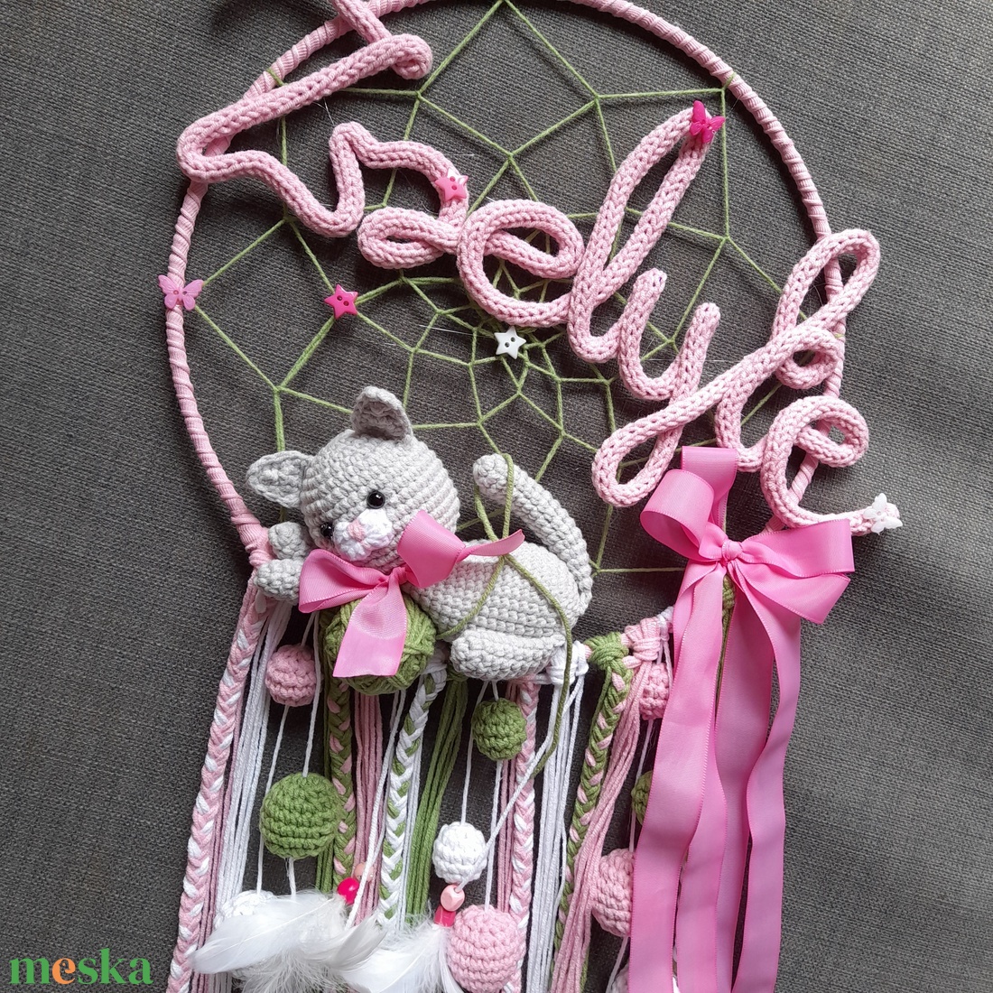 Álomfogó egyedi névvel, figurával! - baba - mama - babaszoba dekoráció - babanév dekoráció - Meska.hu