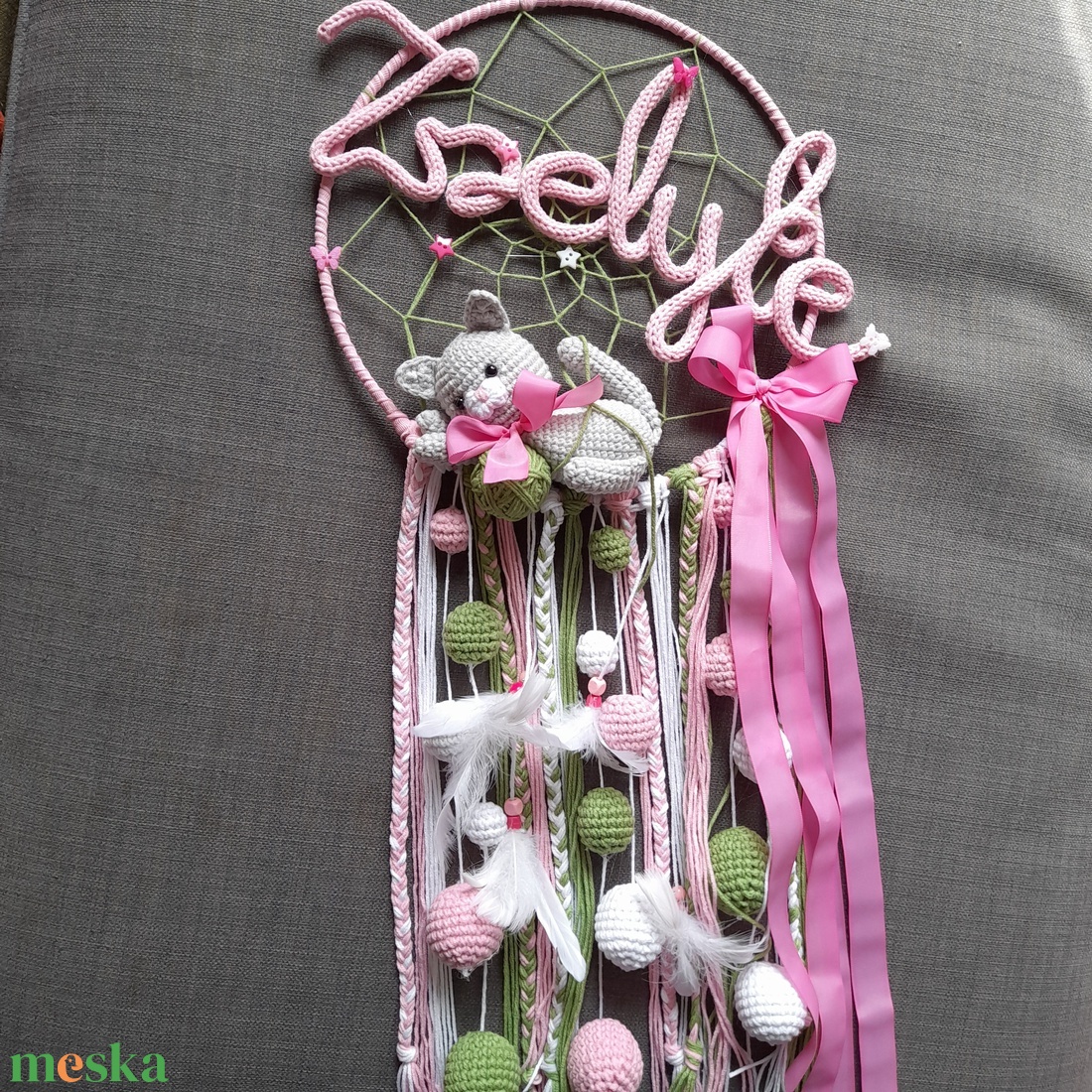 Álomfogó egyedi névvel, figurával! - baba - mama - babaszoba dekoráció - babanév dekoráció - Meska.hu