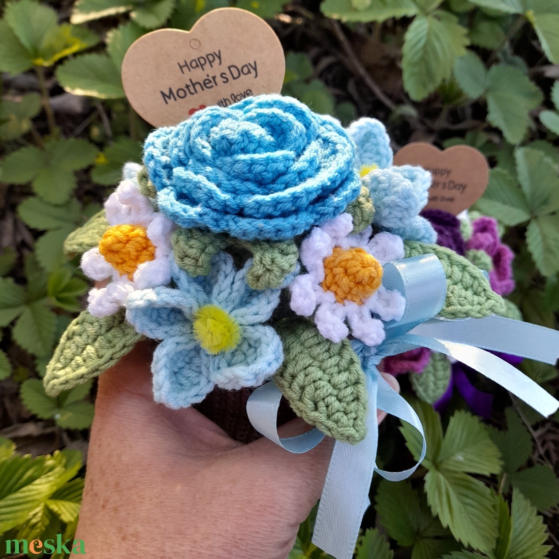 Horgolt virágbox - otthon & életmód - virágdekoráció - virágok - virágcsokor - Meska.hu