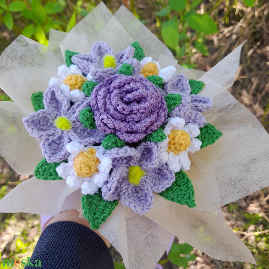 Horgolt csokor - otthon & életmód - virágdekoráció - virágok - virágcsokor - Meska.hu