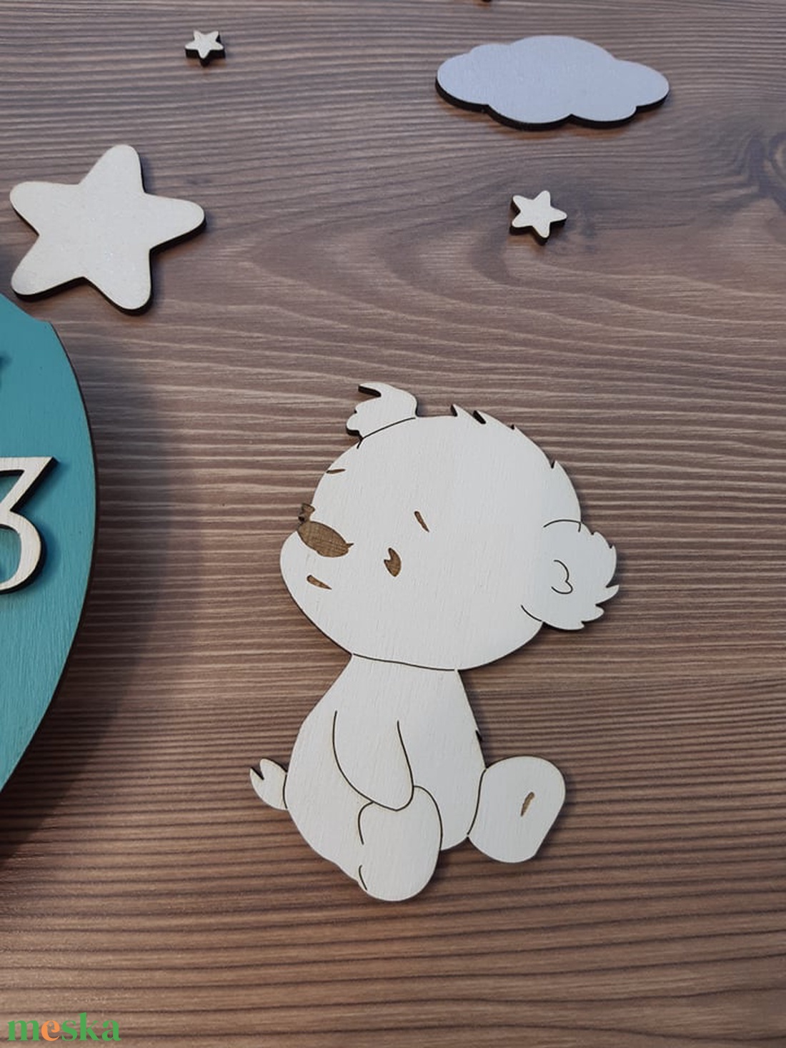 ÚJDONSÁG!!! Csodás babaszoba dekoráció kisfiúknak, macis figurával, órával! - otthon & életmód - dekoráció - fali és függő dekoráció - falióra & óra - Meska.hu