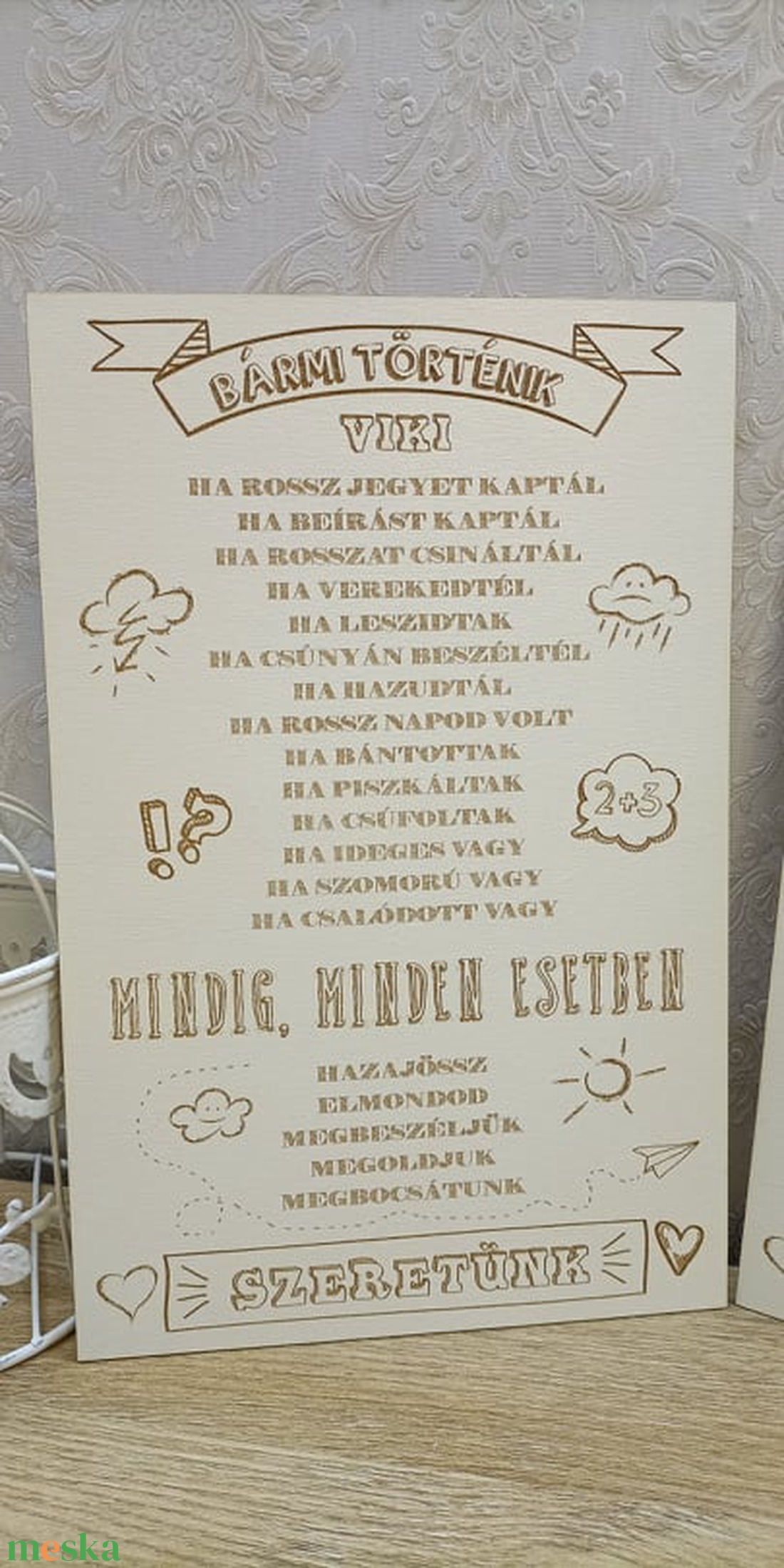 Bármi történik, gravírozott tábla gyerekeknek! - otthon & életmód - dekoráció - fali és függő dekoráció - felirat - Meska.hu