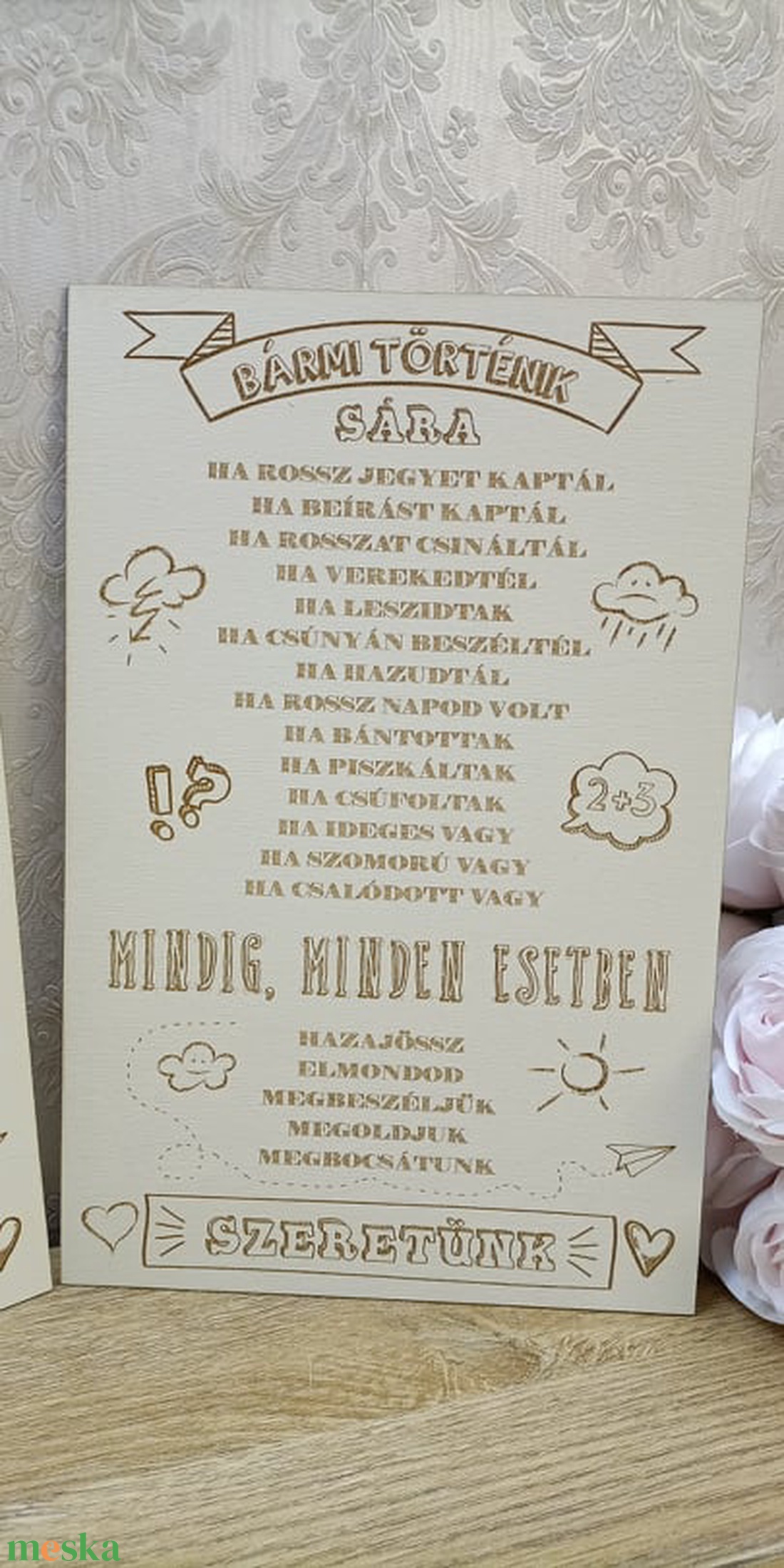 Bármi történik, gravírozott tábla gyerekeknek! - otthon & életmód - dekoráció - fali és függő dekoráció - felirat - Meska.hu