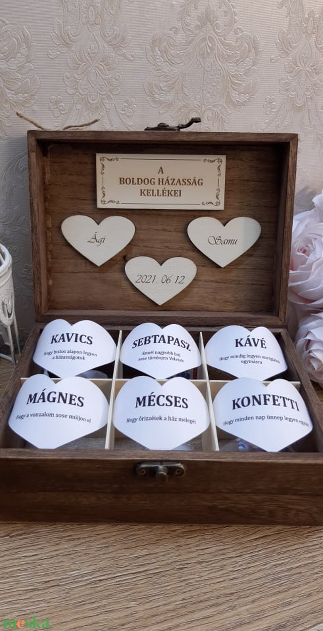 A boldog házasság kellékei! ajándékdoboz esküvőre, lánybúcsúra!  - esküvő - emlék & ajándék - nászajándék - Meska.hu