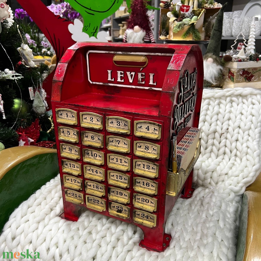 ÚJDONSÁG!!! Adventi kalendárium, régi postaláda forma, kiegészítőkkel. 1716001 - karácsony - adventi díszek - adventi naptár - Meska.hu
