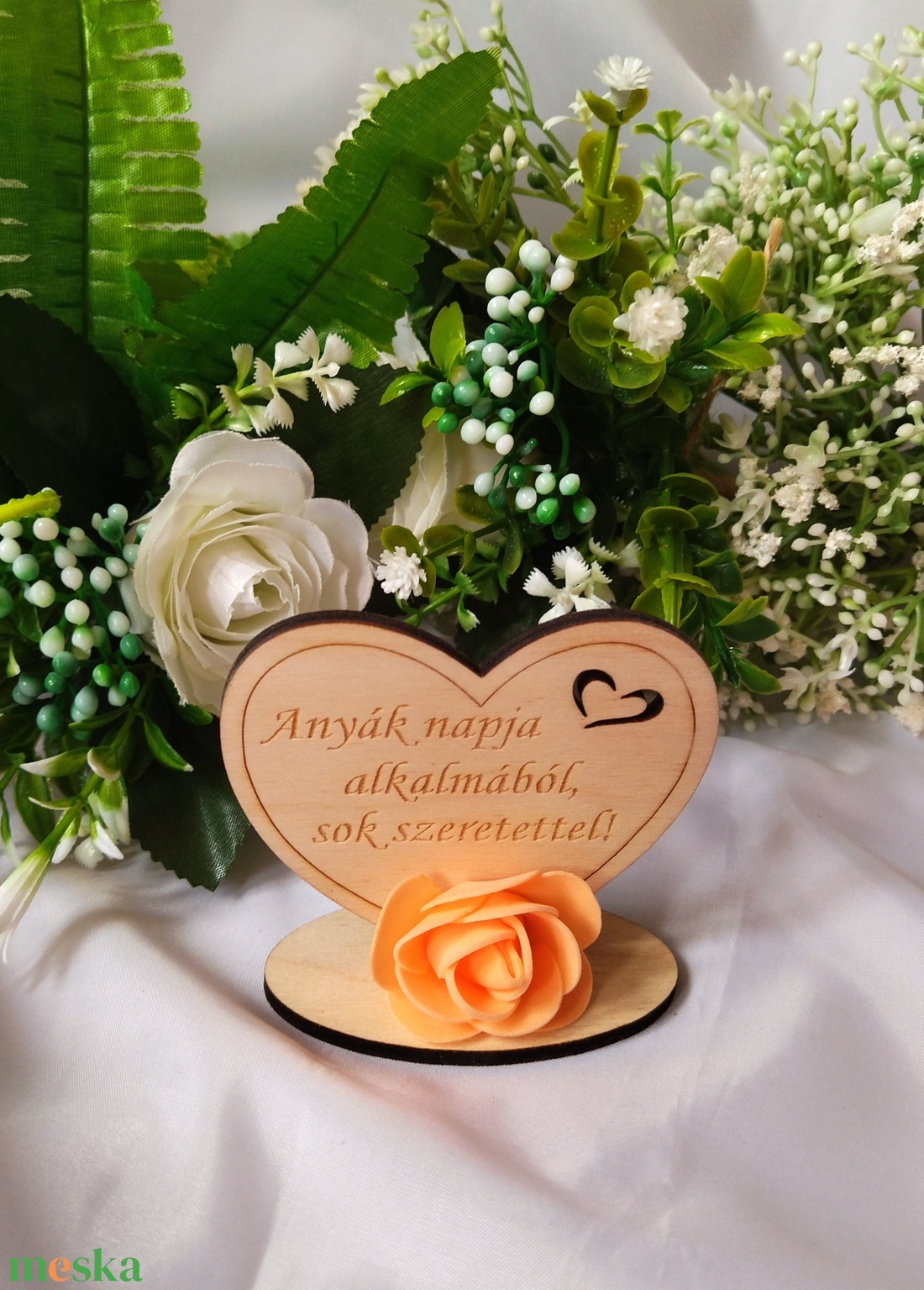 Rózsás szív (narancs) Anyák Napja- ajándék, ajándékkísérő - otthon & életmód - dekoráció - Meska.hu