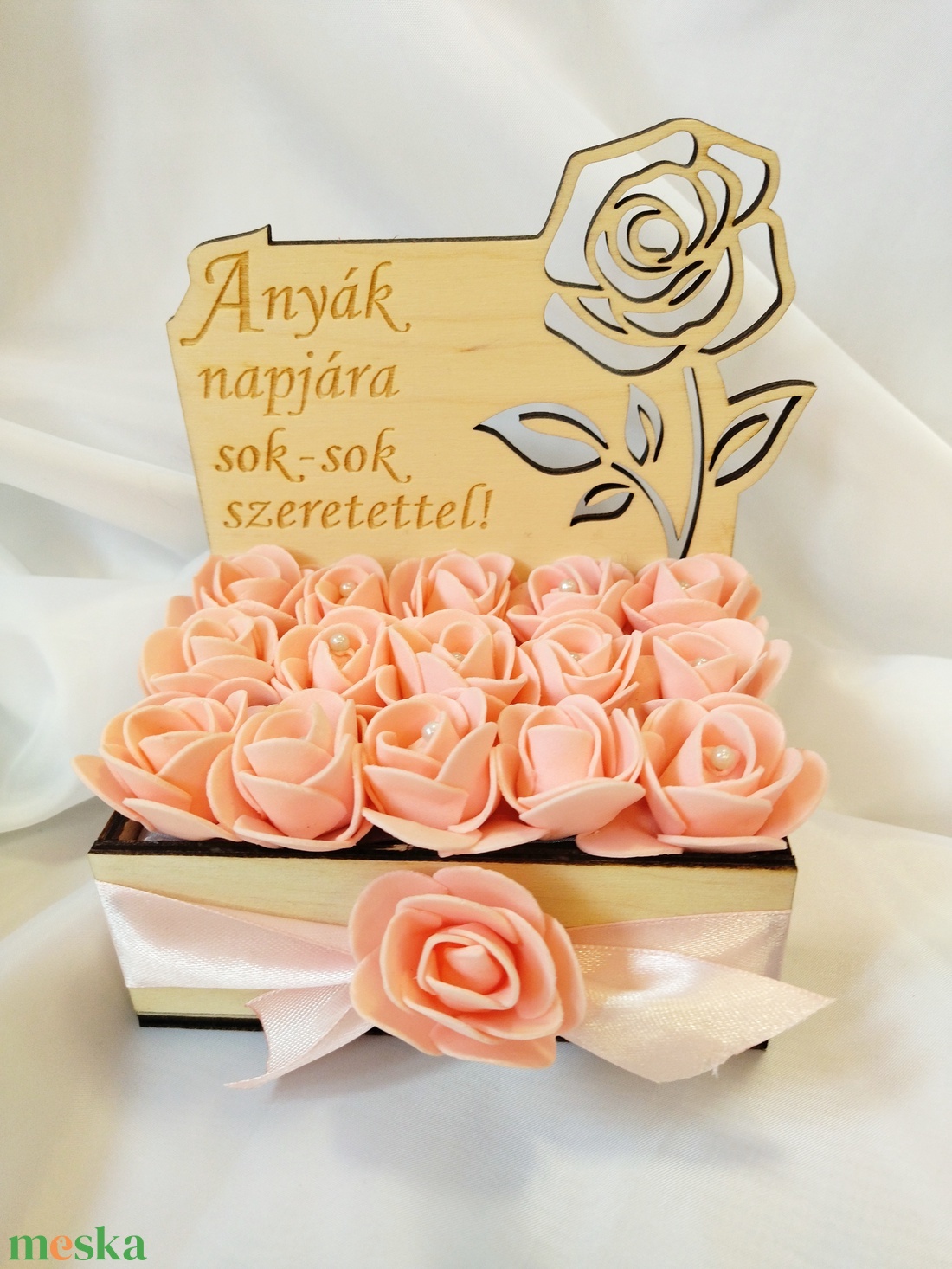 Anyák Napja- gravírozott rózsabox, barack - otthon & életmód - dekoráció - Meska.hu
