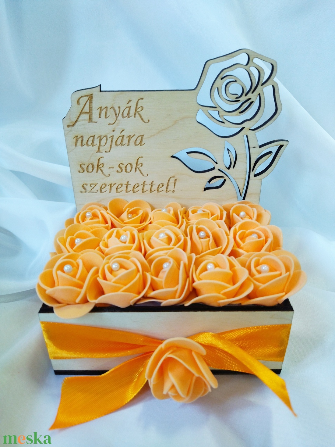 Anyák Napja- gravírozott rózsabox, narancssárga  - otthon & életmód - dekoráció - Meska.hu