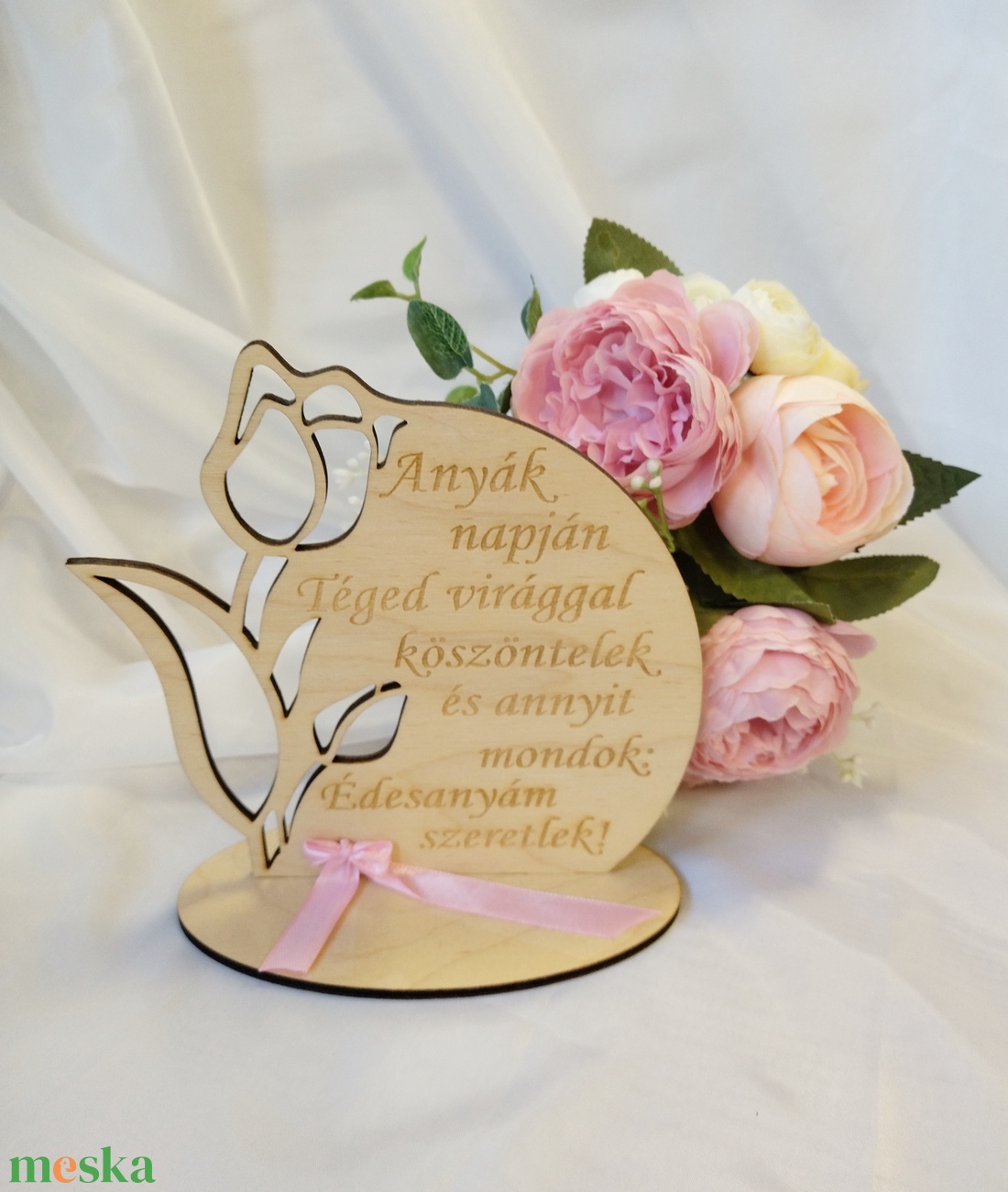 Anyák Napja- gravírozott tulipán, rózsaszín  - otthon & életmód - dekoráció - Meska.hu