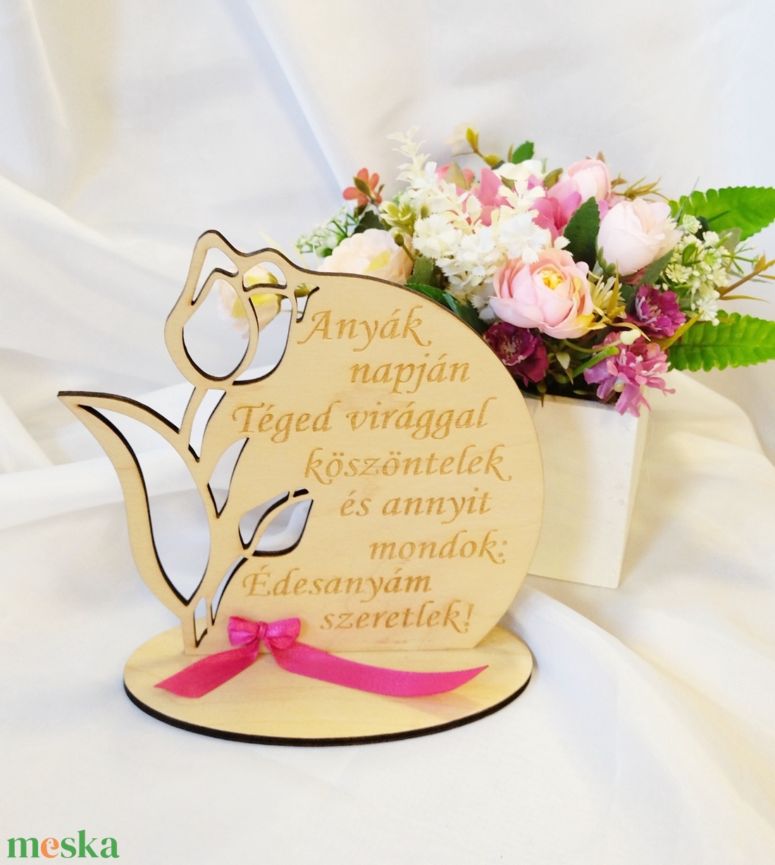 Anyák Napja- gravírozott tulipán, magenta  - otthon & életmód - dekoráció - Meska.hu