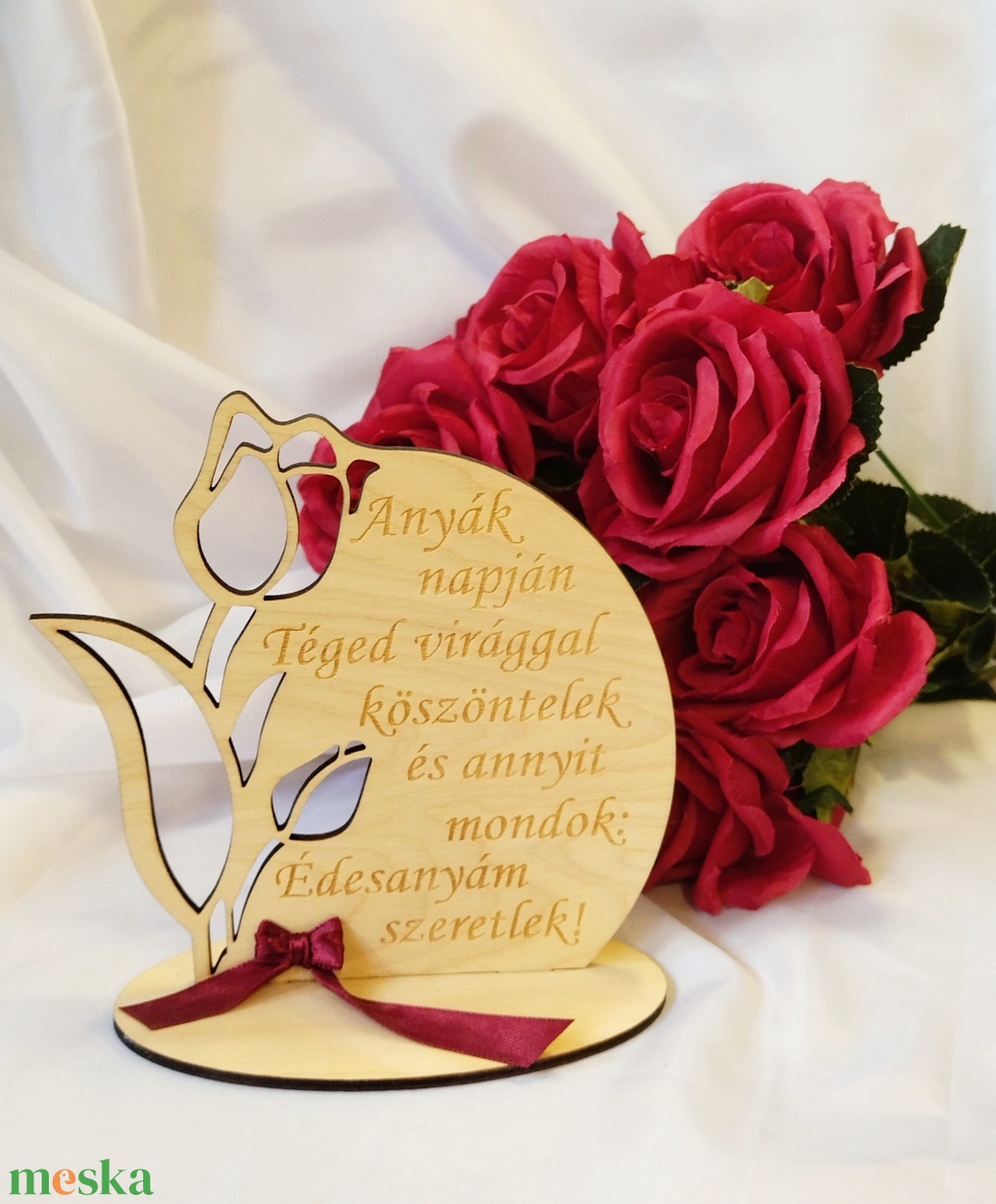 Anyák Napja- gravírozott tulipán, bordó  - otthon & életmód - dekoráció - Meska.hu