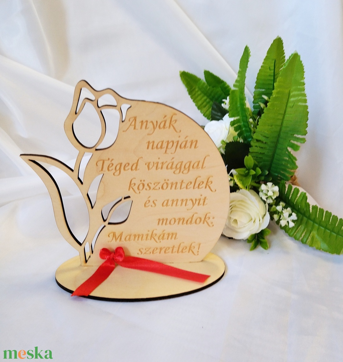 Nagymamáknak:Anyák Napja- gravírozott tulipán, piros  - otthon & életmód - dekoráció - Meska.hu