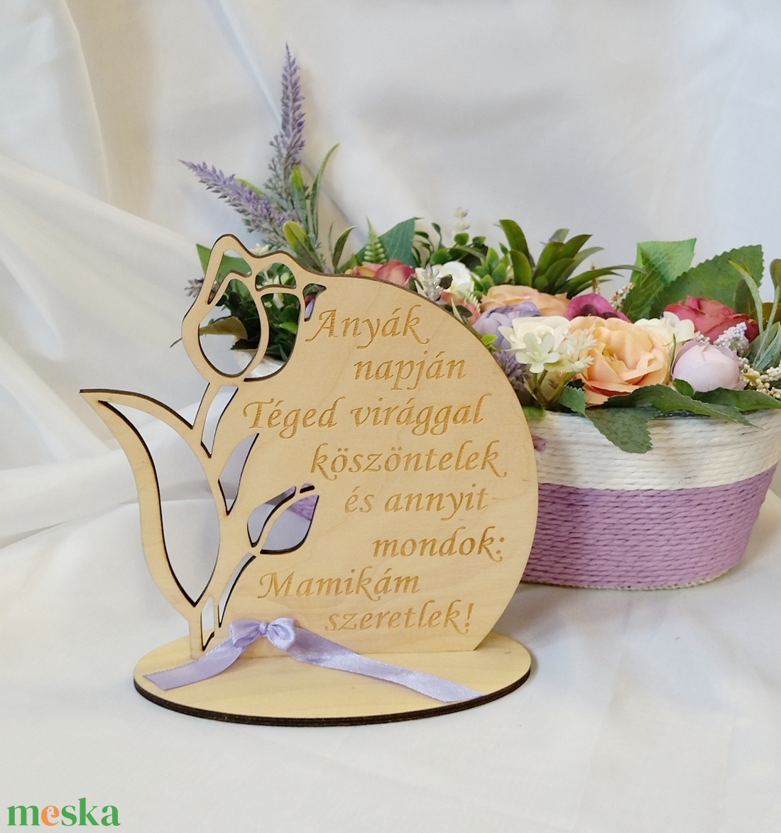 Nagymamáknak:Anyák Napja- gravírozott tulipán, lila - otthon & életmód - dekoráció - Meska.hu