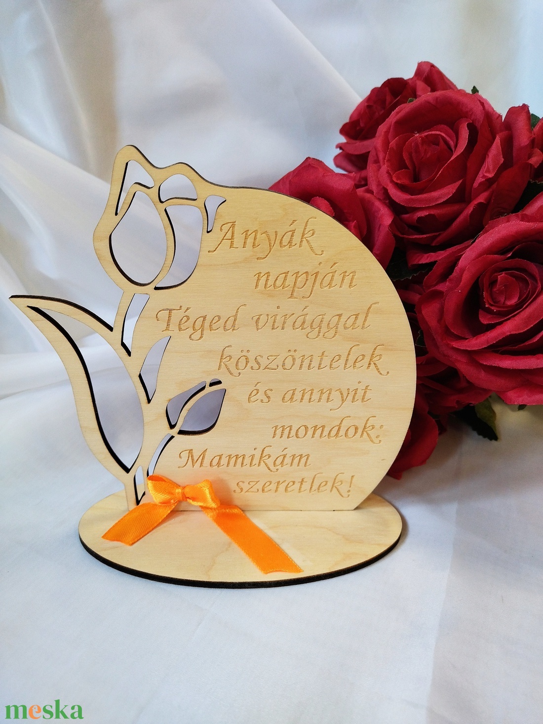 Nagymamáknak:Anyák Napja- gravírozott tulipán, narancs - otthon & életmód - dekoráció - Meska.hu