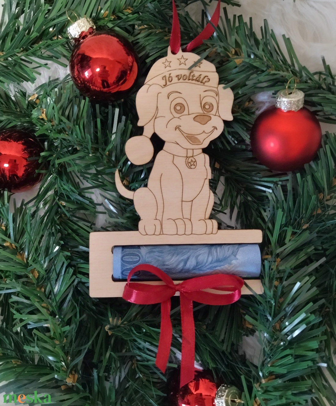 Karácsonyi pénzátadó karácsonyfadísz kutyus  - karácsony - karácsonyi lakásdekoráció - karácsonyfadíszek - Meska.hu