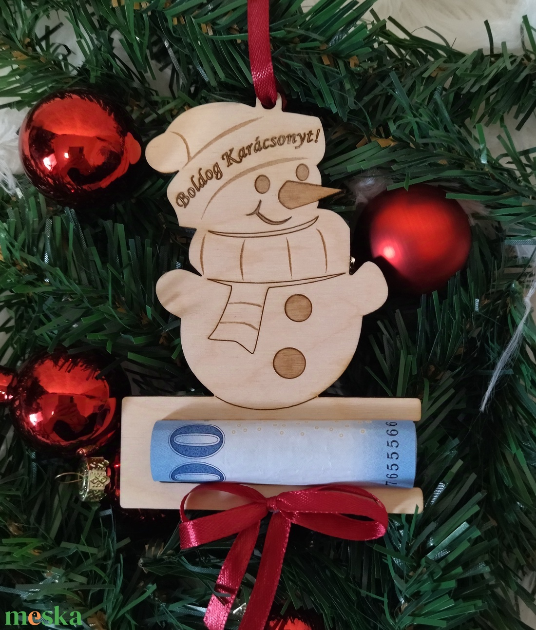 Karácsonyi pénzátadó karácsonyfadísz hóember  - karácsony - karácsonyi lakásdekoráció - karácsonyfadíszek - Meska.hu