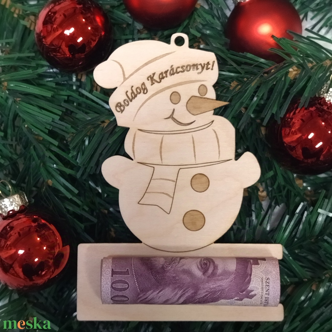 Karácsonyi pénzátadó karácsonyfadísz hóember  - karácsony - karácsonyi lakásdekoráció - karácsonyfadíszek - Meska.hu