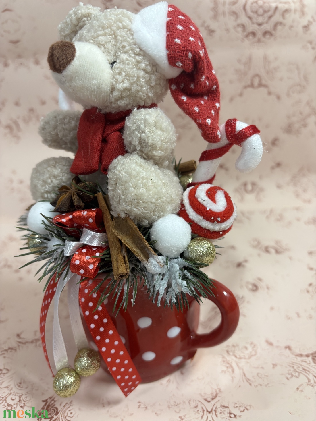 Macis karácsonyi asztaldísz  - karácsony - karácsonyi lakásdekoráció - karácsonyi manók, figurák - Meska.hu