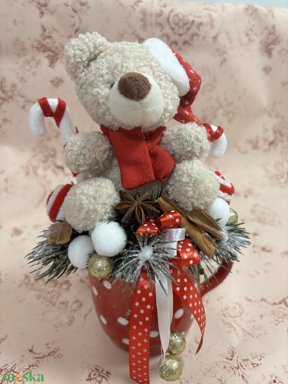 Macis karácsonyi asztaldísz  - karácsony - karácsonyi lakásdekoráció - karácsonyi manók, figurák - Meska.hu