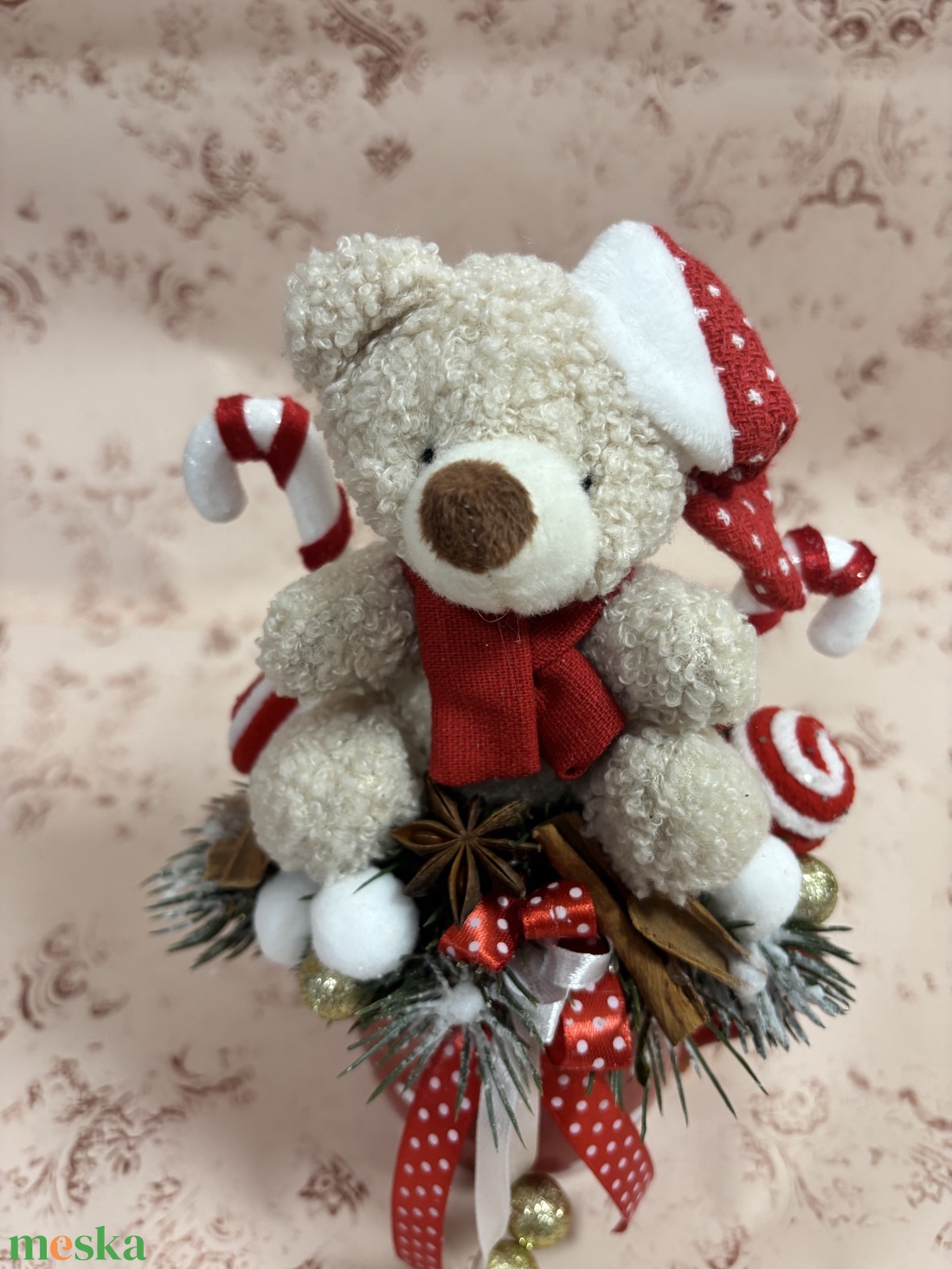 Macis karácsonyi asztaldísz  - karácsony - karácsonyi lakásdekoráció - karácsonyi manók, figurák - Meska.hu