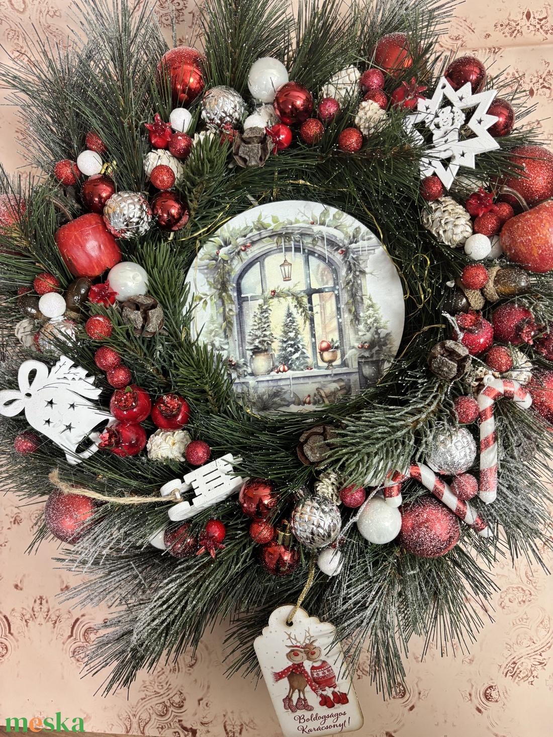 Karácsonyi kopogtató  - karácsony - adventi díszek - adventi ajtódísz - Meska.hu