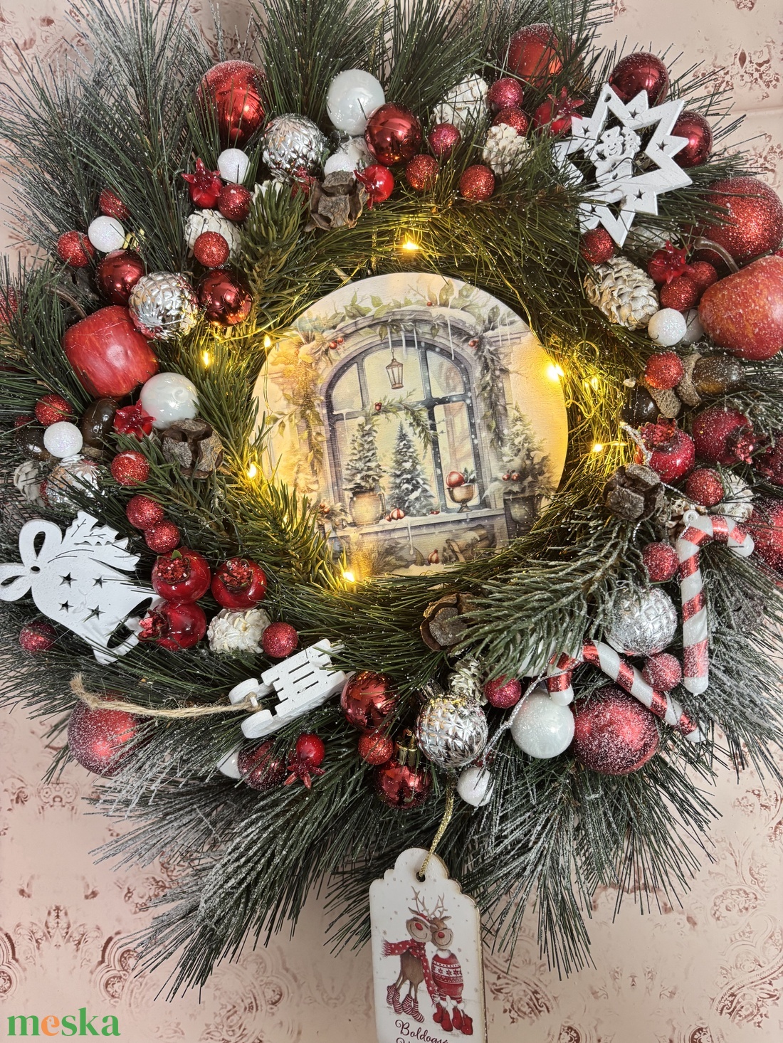 Karácsonyi kopogtató  - karácsony - adventi díszek - adventi ajtódísz - Meska.hu