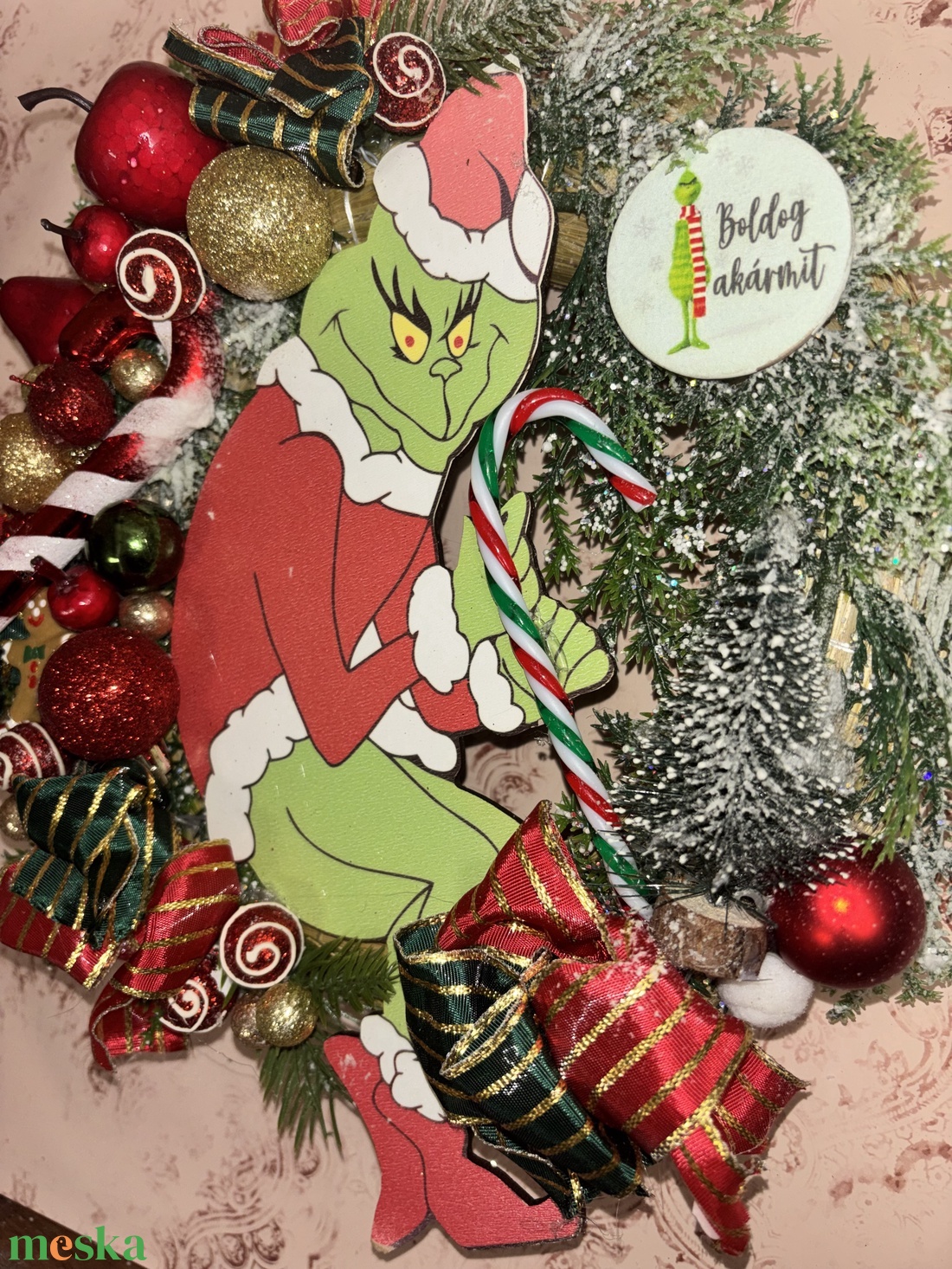 Grincses kopogtató  - otthon & életmód - dekoráció - ajtó- és ablak dekoráció - ajtódísz & kopogtató - Meska.hu