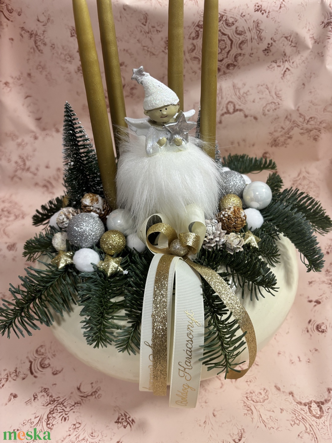 Adventi élő fenyős asztaldísz  - karácsony - karácsonyi lakásdekoráció - ünnepi asztaldekoráció - Meska.hu