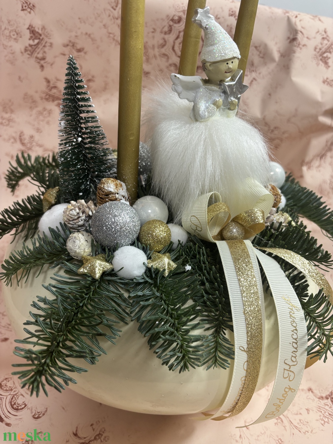 Adventi élő fenyős asztaldísz  - karácsony - karácsonyi lakásdekoráció - ünnepi asztaldekoráció - Meska.hu