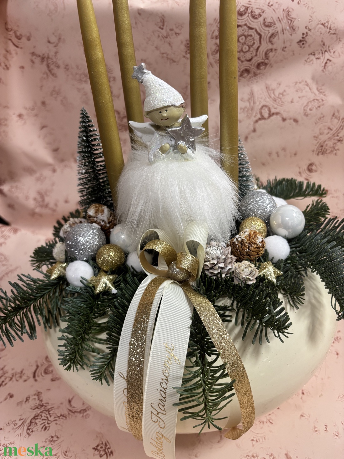 Adventi élő fenyős asztaldísz  - karácsony - karácsonyi lakásdekoráció - ünnepi asztaldekoráció - Meska.hu