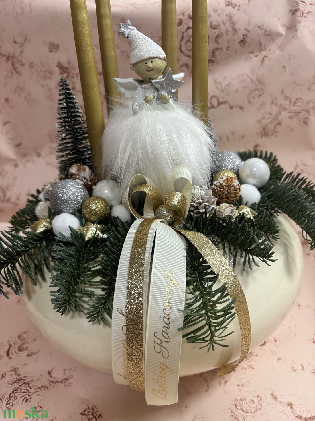 Adventi élő fenyős asztaldísz  - karácsony - karácsonyi lakásdekoráció - ünnepi asztaldekoráció - Meska.hu