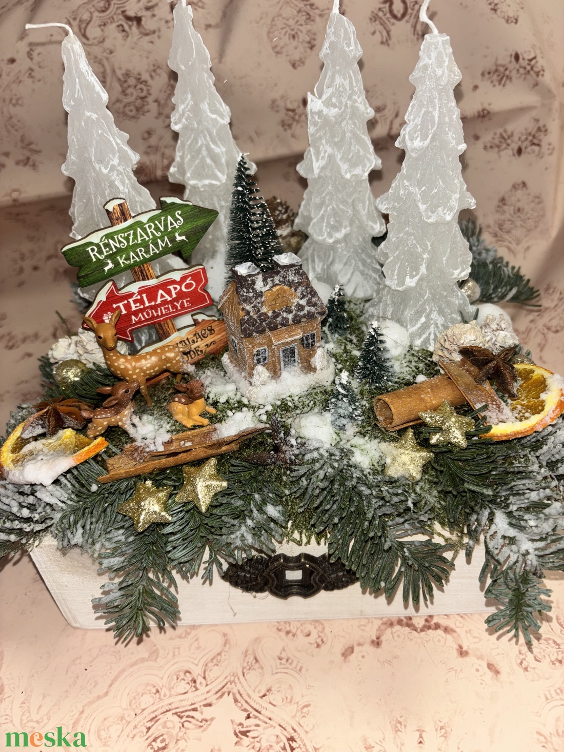 Adventi asztaldísz  - karácsony - karácsonyi lakásdekoráció - ünnepi asztaldekoráció - Meska.hu