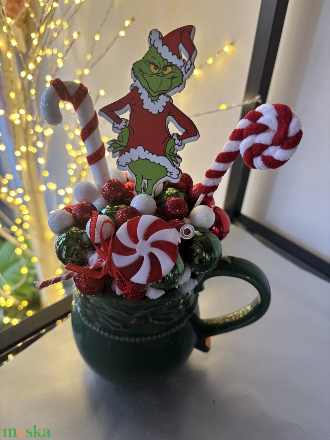 Grincses asztaldísz  - karácsony - karácsonyi lakásdekoráció - ünnepi asztaldekoráció - Meska.hu