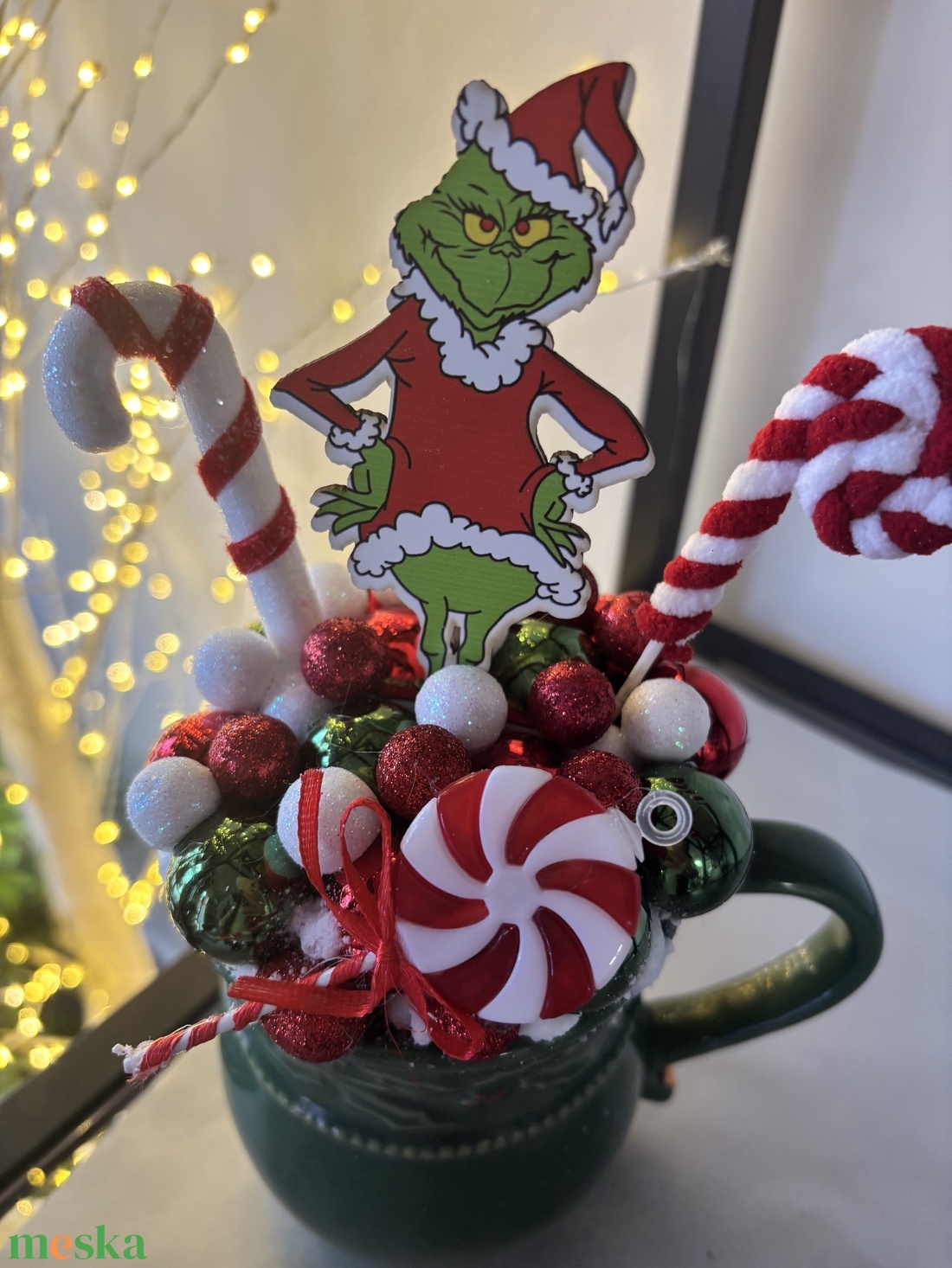 Grincses asztaldísz  - karácsony - karácsonyi lakásdekoráció - ünnepi asztaldekoráció - Meska.hu