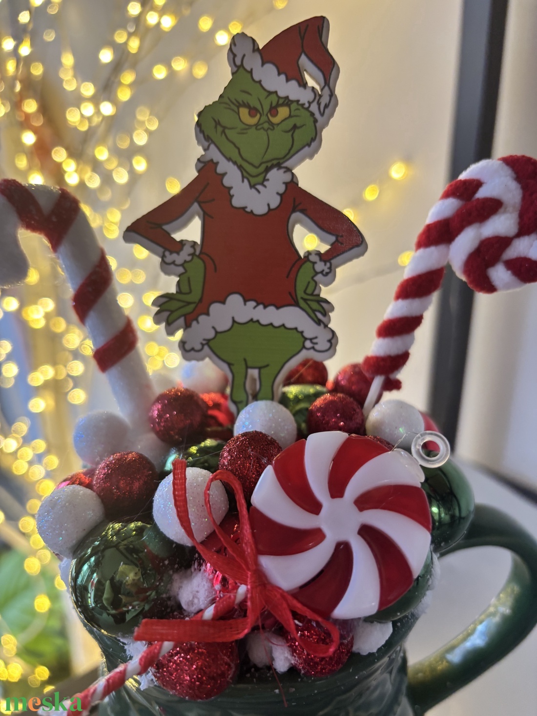 Grincses asztaldísz  - karácsony - karácsonyi lakásdekoráció - ünnepi asztaldekoráció - Meska.hu