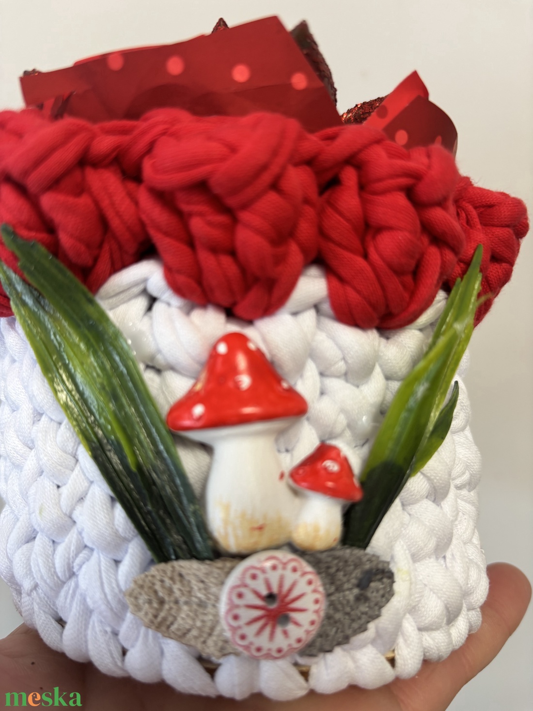 Horgolt tároló - otthon & életmód - dekoráció - virágdekoráció - virágdíszek - virágdísz kaspóban - Meska.hu