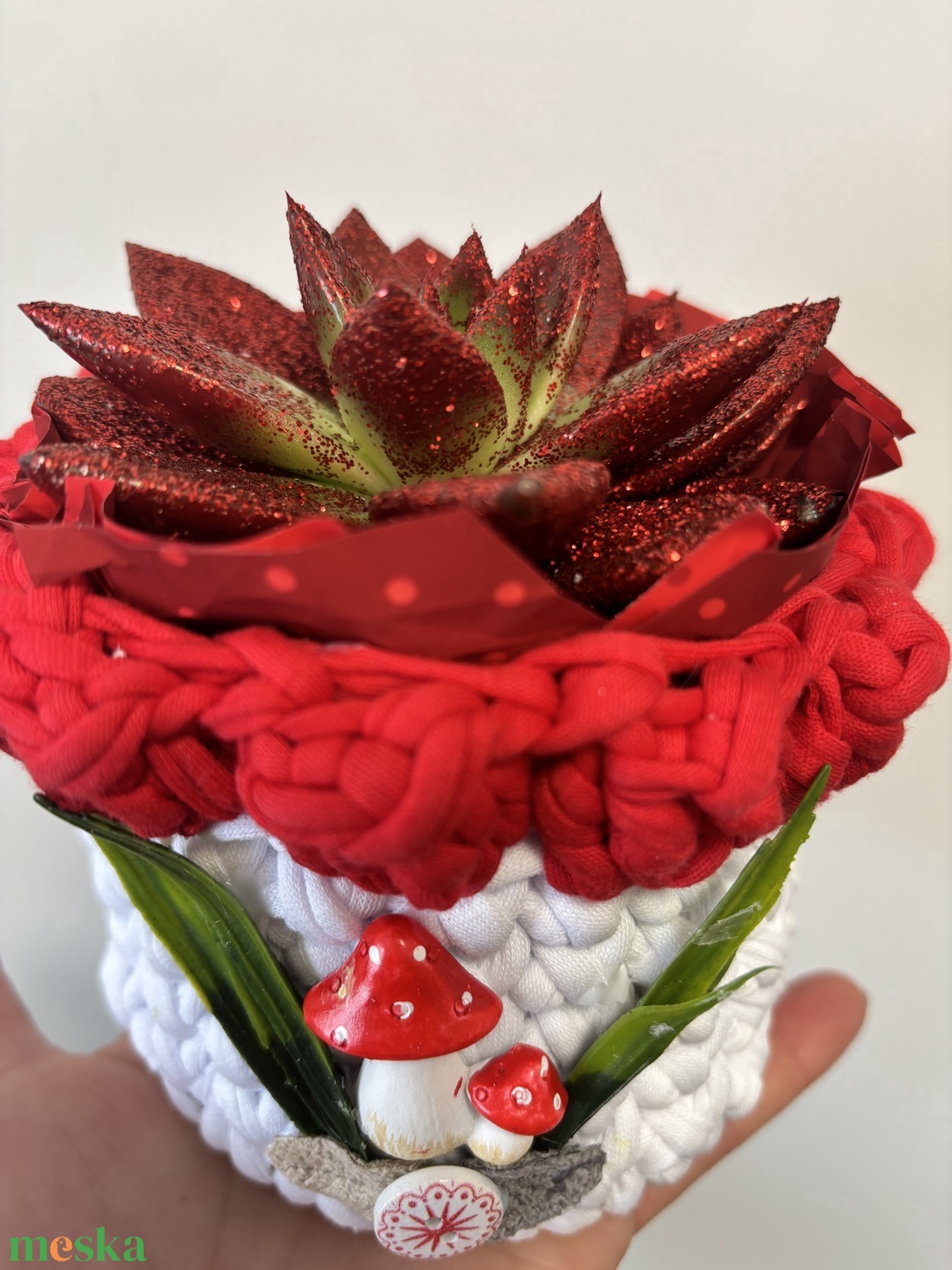 Horgolt tároló - otthon & életmód - dekoráció - virágdekoráció - virágdíszek - virágdísz kaspóban - Meska.hu