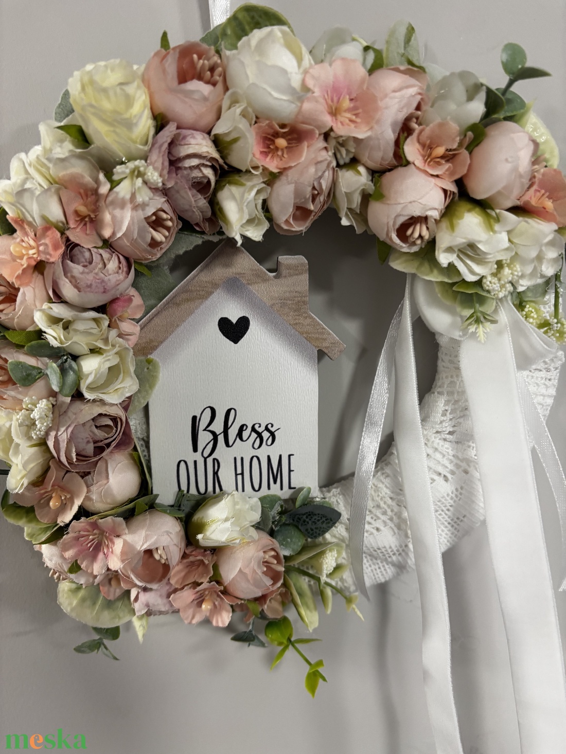 Virágos csipkés kopogtató  - otthon & életmód - dekoráció - ajtó- és ablak dekoráció - ajtódísz & kopogtató - Meska.hu