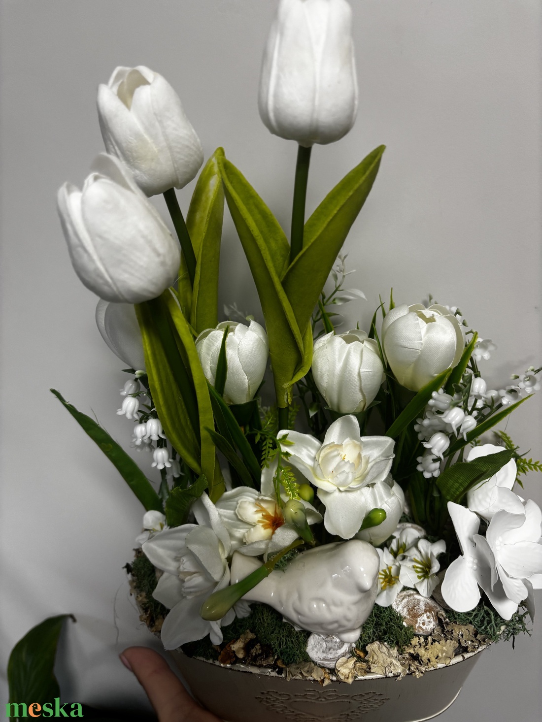 Tavaszi virágos asztaldísz  - otthon & életmód - dekoráció - asztal és polc dekoráció - asztaldísz - Meska.hu