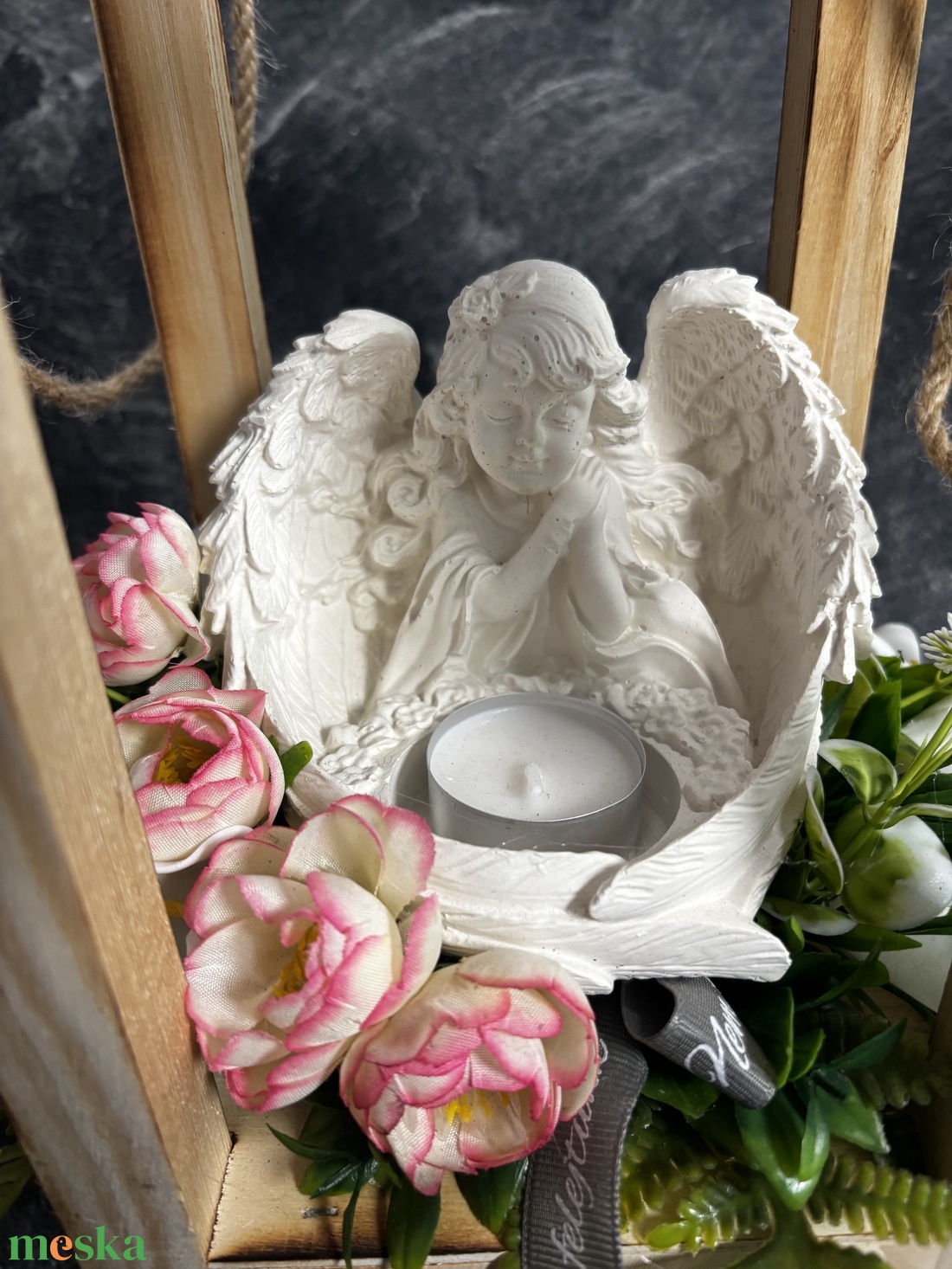 Sírdísz anya fa táblával - otthon & életmód - vallás - temetkezési tárgy - sírdísz, kegyeleti dísz - Meska.hu