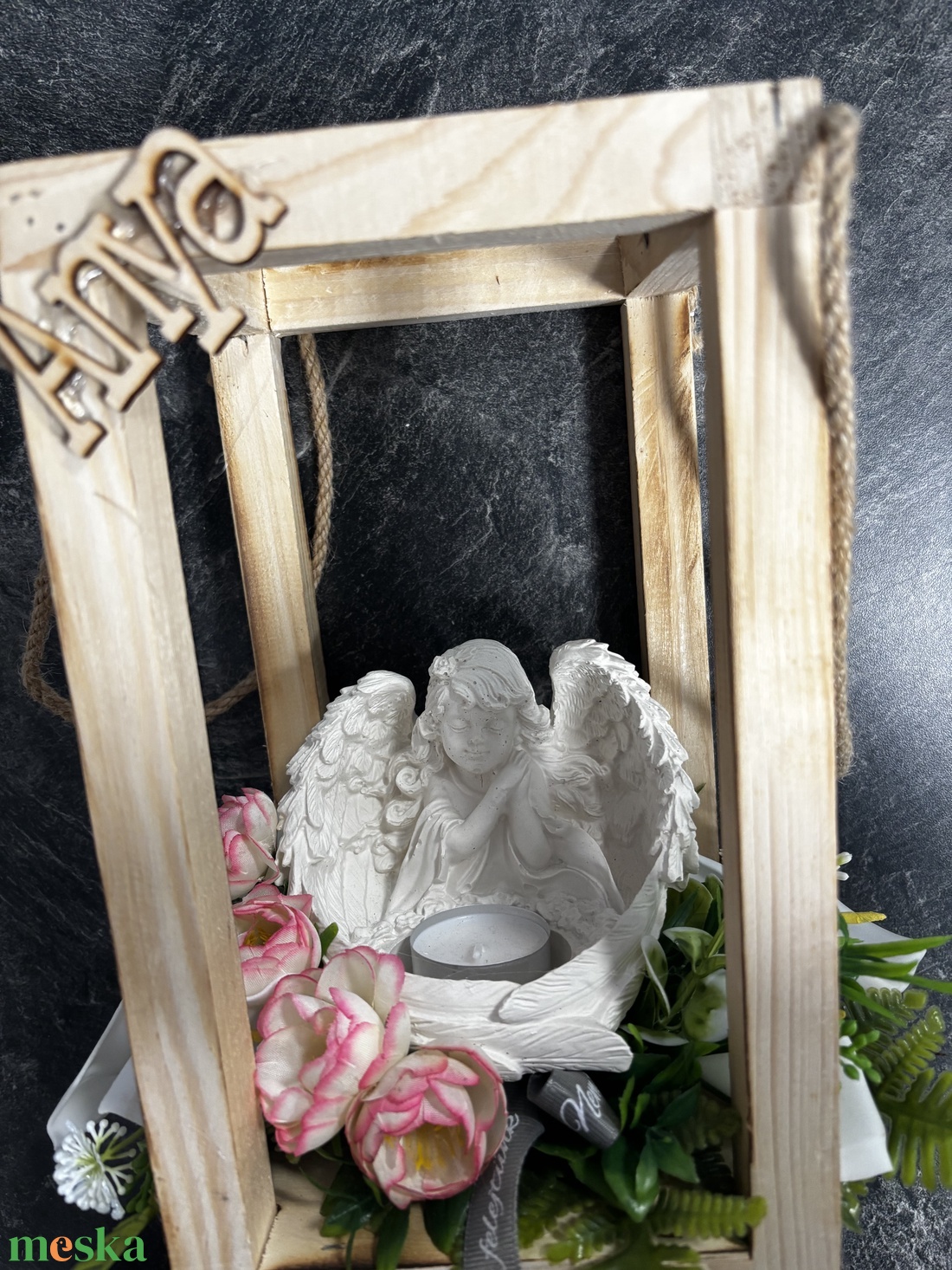 Sírdísz anya fa táblával - otthon & életmód - vallás - temetkezési tárgy - sírdísz, kegyeleti dísz - Meska.hu